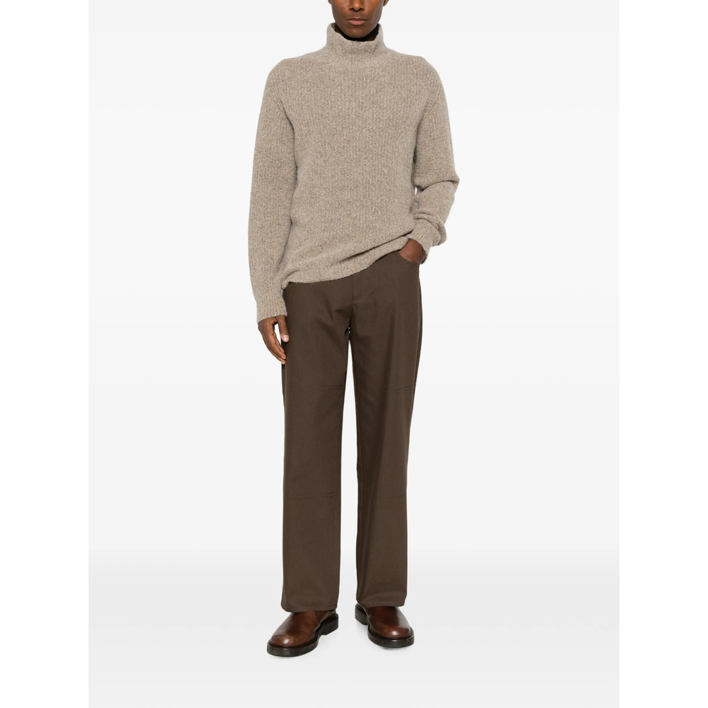 Ribbed-Knit High-Neck Sweater