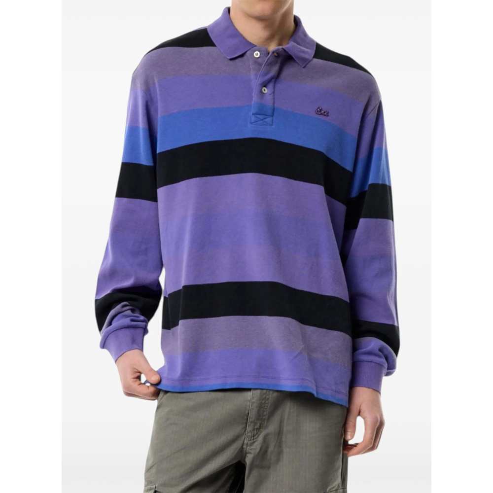 Striped Long-Sleeved Polo Shirt