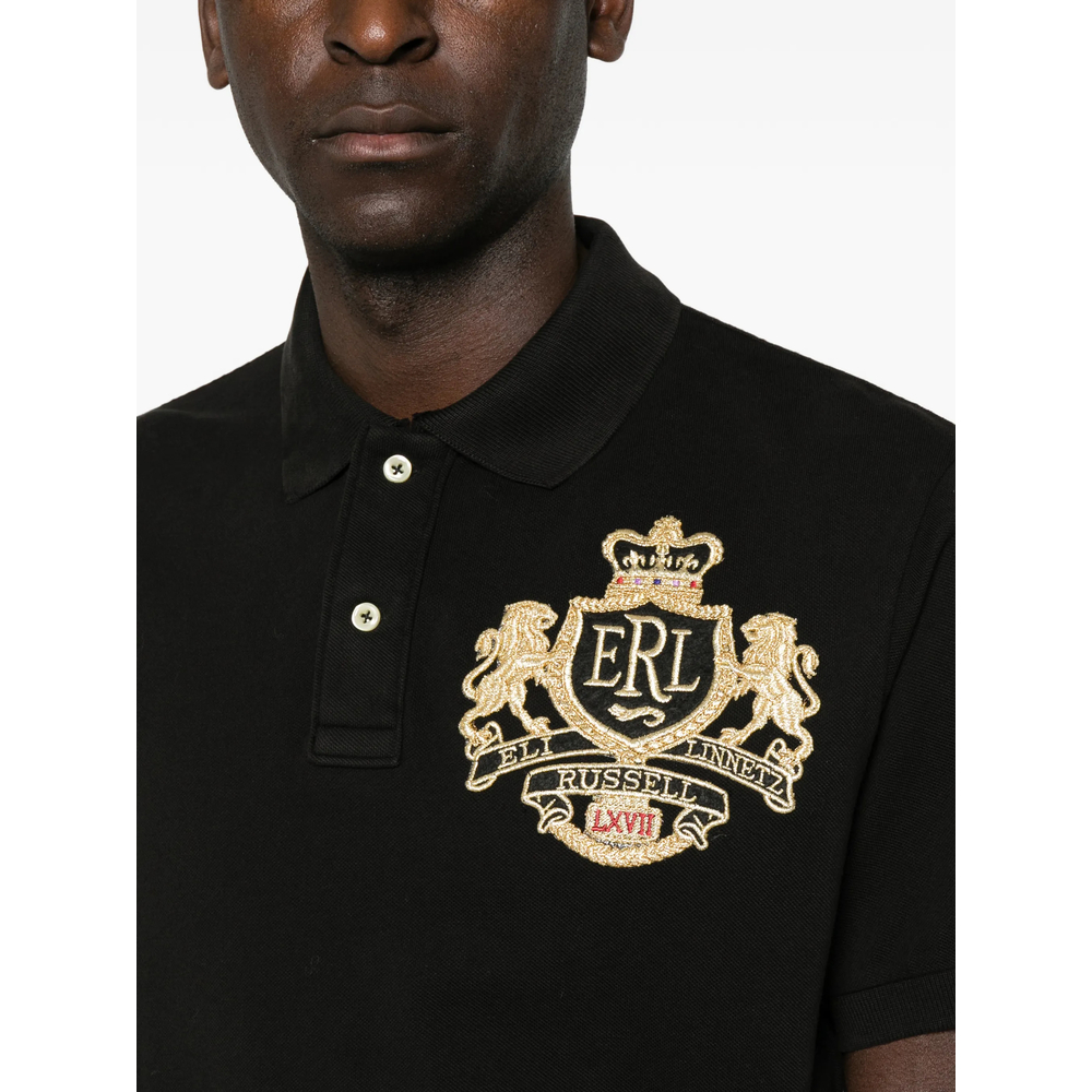 Crest-Embroidered Piqué Polo Shirt