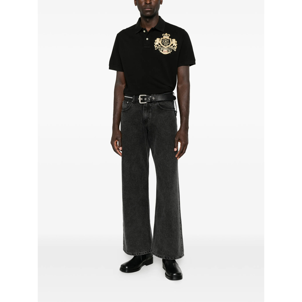 Crest-Embroidered Piqué Polo Shirt