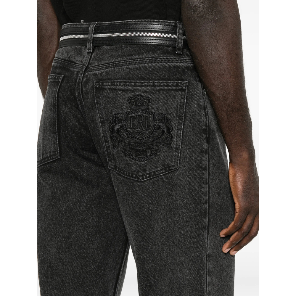 Logo-Embroidered Wide-Leg Jeans