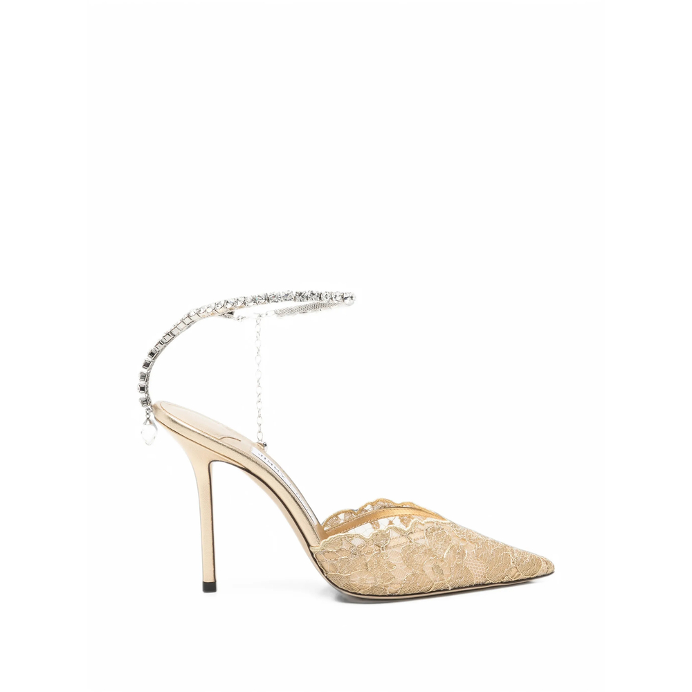 Saeda Lace-Mesh Pumps
