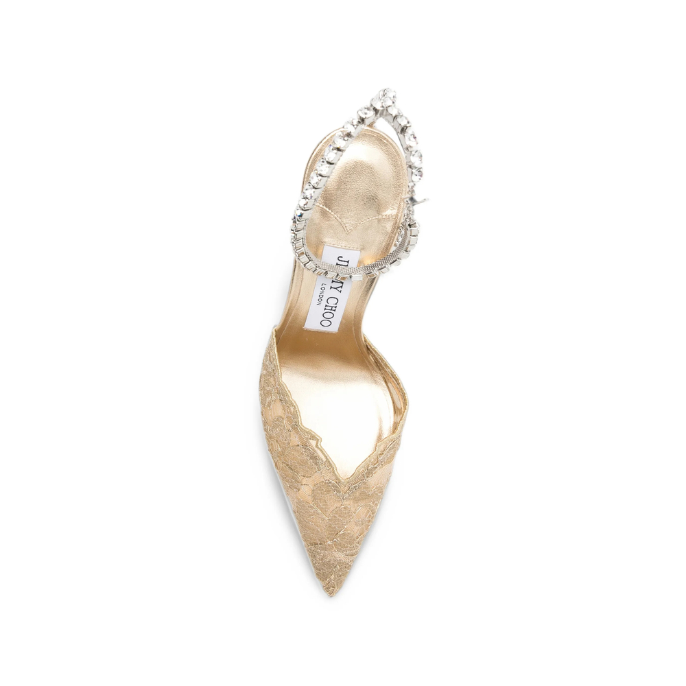 Saeda Lace-Mesh Pumps