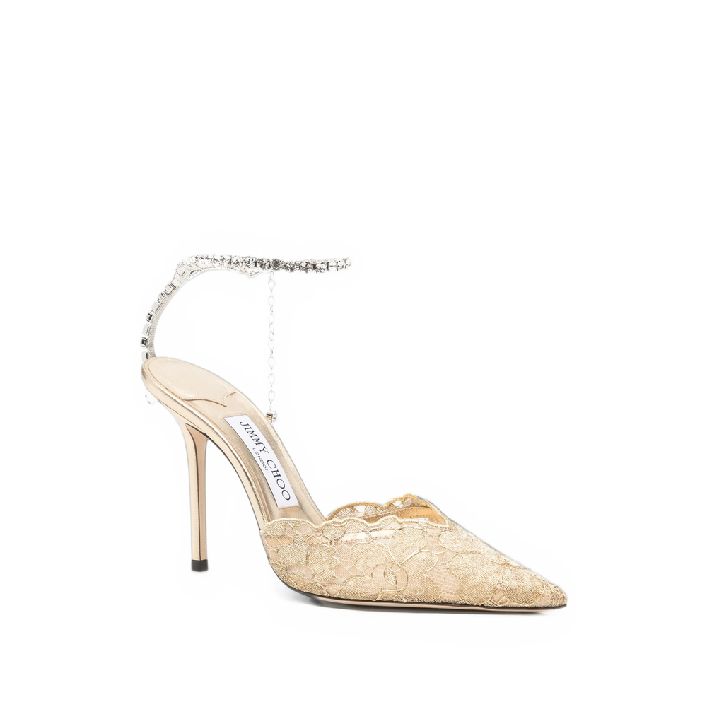 Saeda Lace-Mesh Pumps