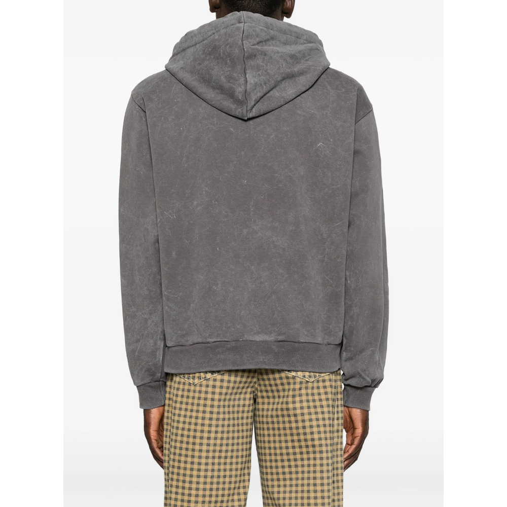 Stud-Embellished Washed-Effect Hoodie