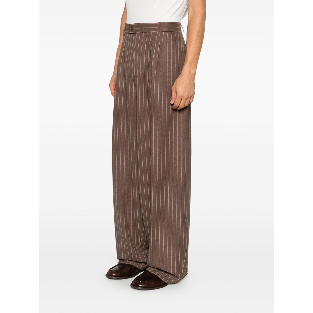 Pinstripe-Pattern Pleated Trousers