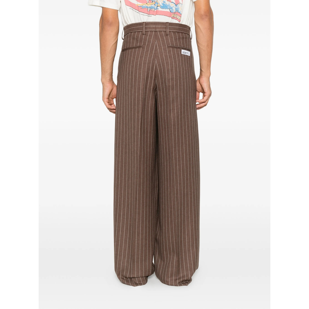 Pinstripe-Pattern Pleated Trousers
