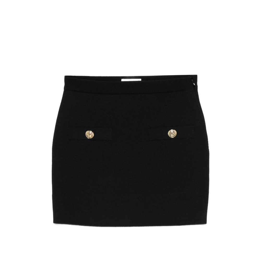 Balmain Button-embellished Knitted Mini Skirt