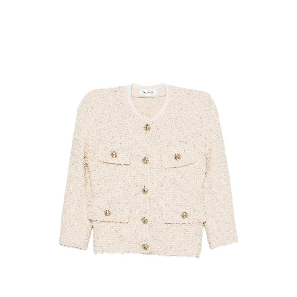 Bouclé-Knit Frayed Jacket