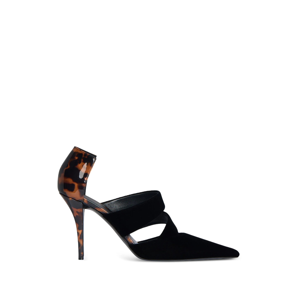 Balmain Velvet And Printed Patent Leather Courts