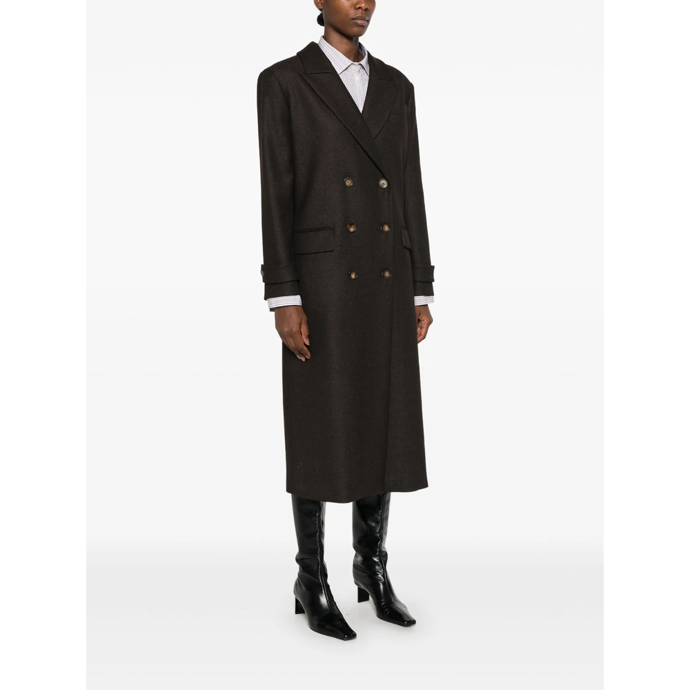 Double-Breasted Peak-Lapel Coat