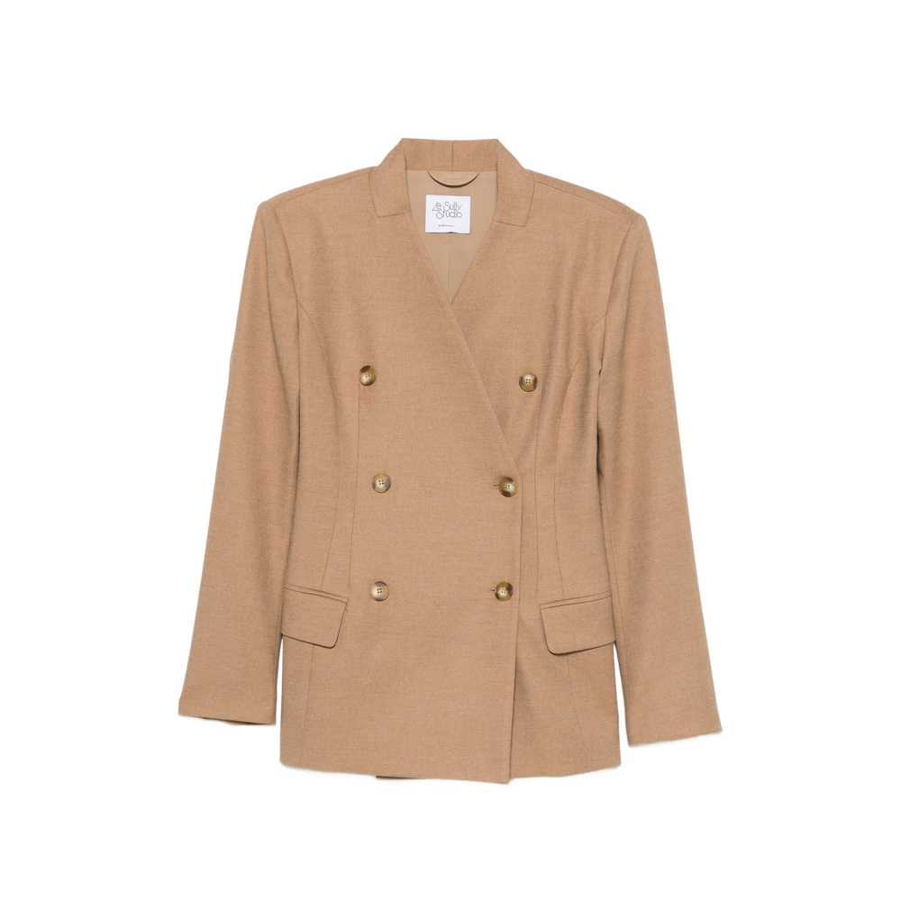 Le Sully Studio Double-breasted Padded-shoulder Blazer