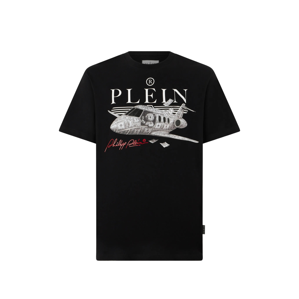 Philipp Plein Round Neck T-Shirt Teddy Plane Stones