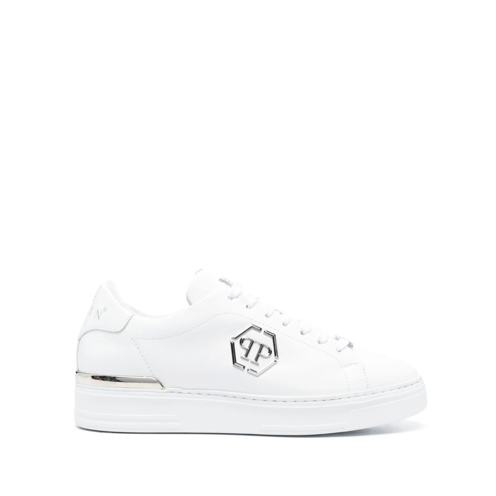 Philipp Plein Leather Lo-top Sneakers Hexagon