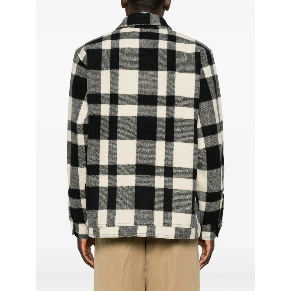 Check-Pattern Button-Up Jacket