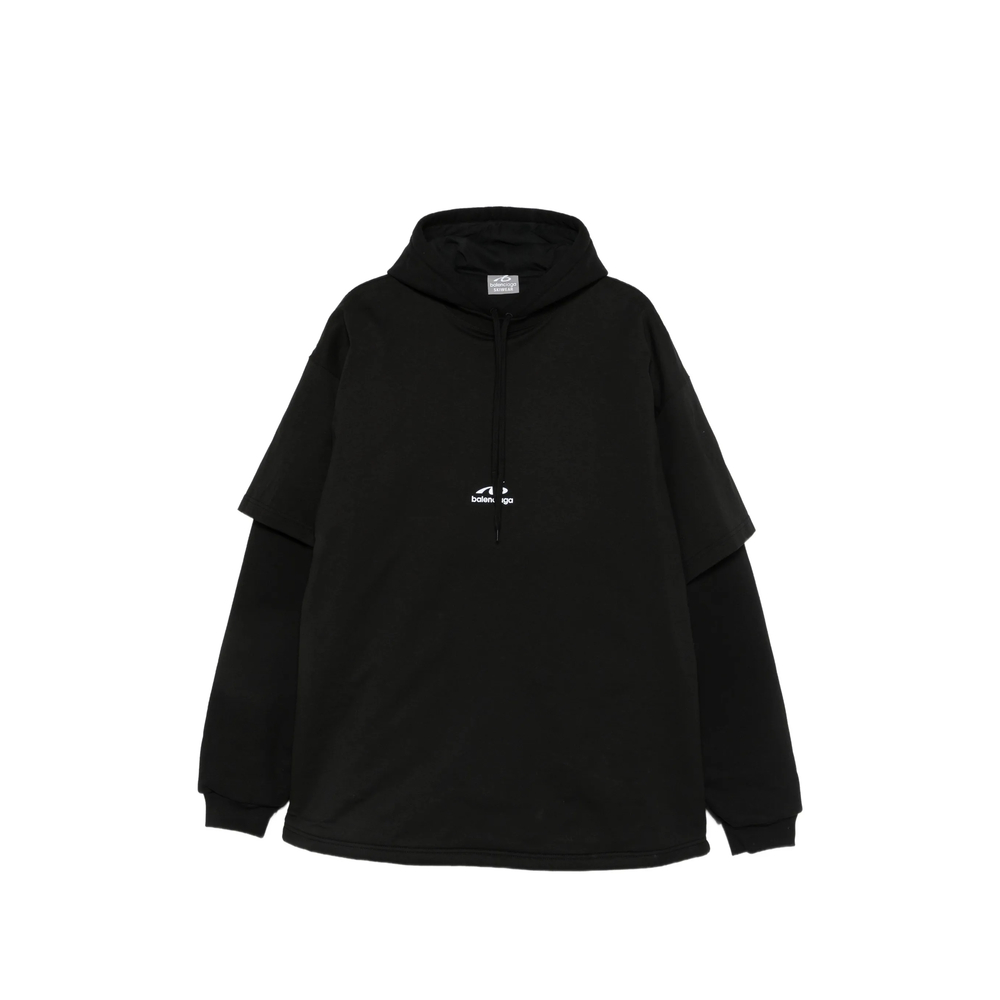 Balenciaga Logo-print Layered-sleeve Hoodie