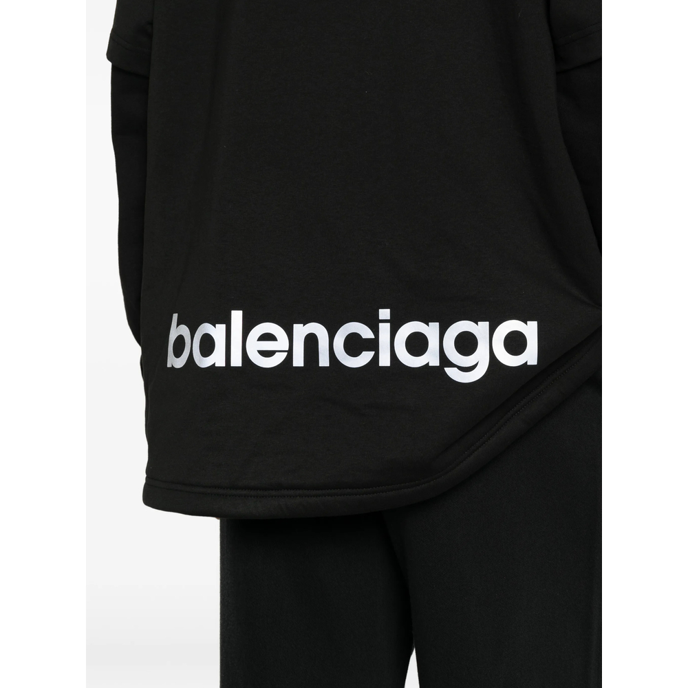Logo-Print Layered-Sleeve Hoodie