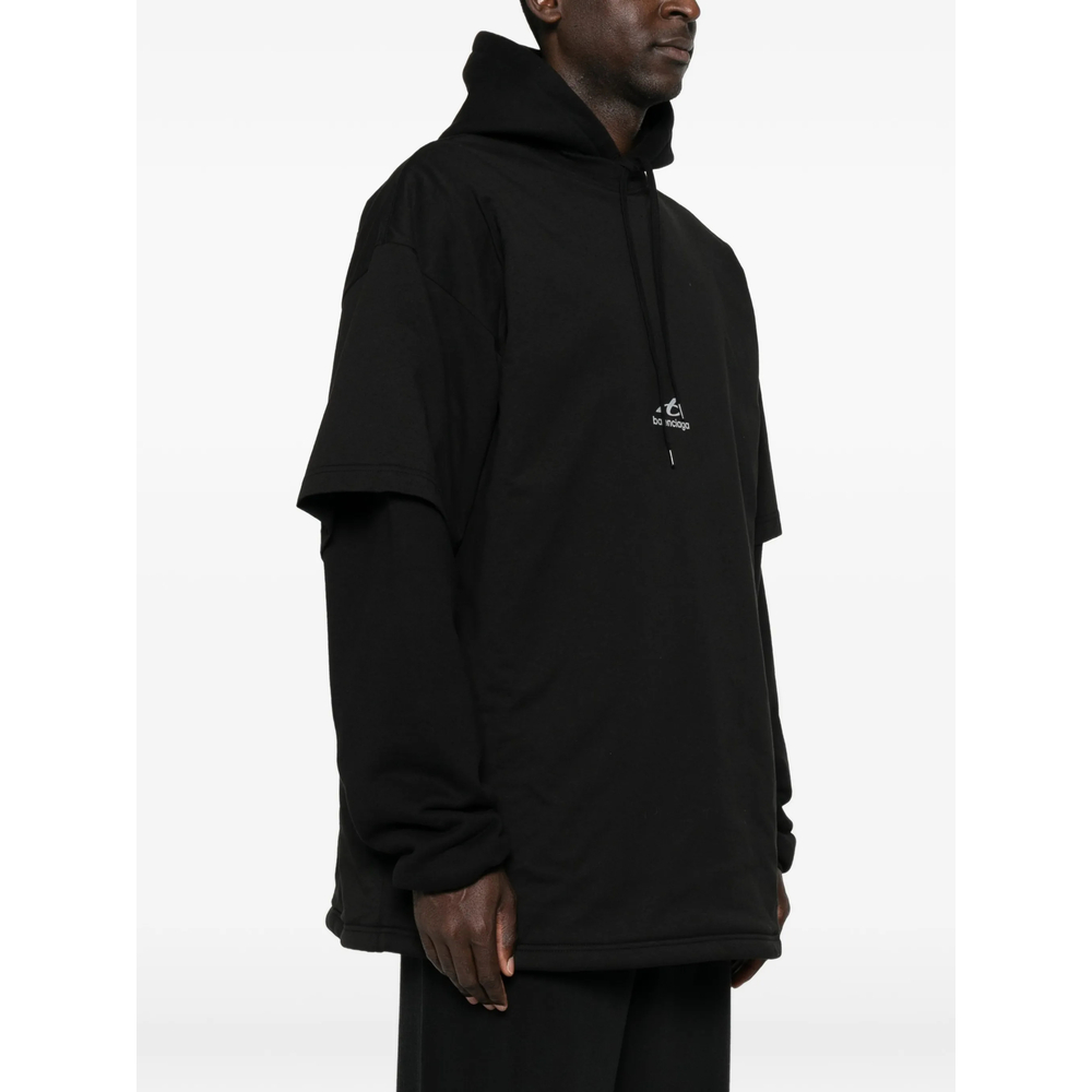 Logo-Print Layered-Sleeve Hoodie