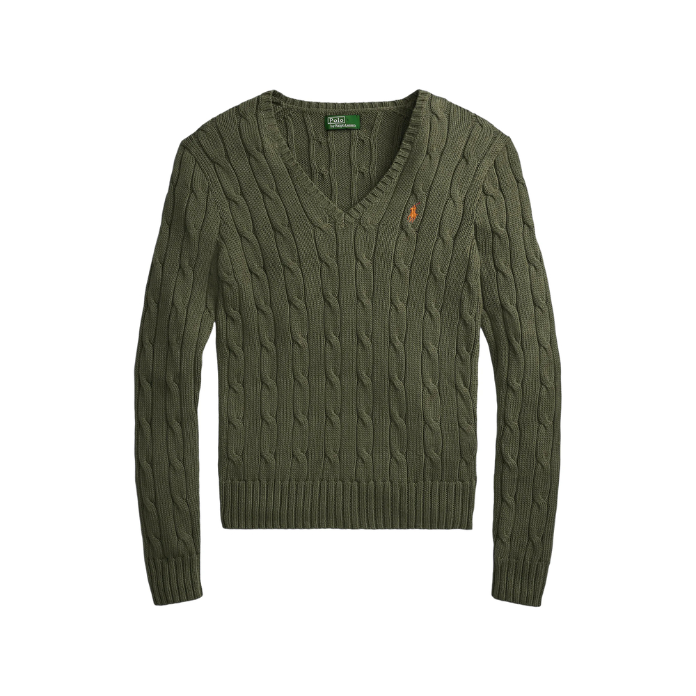 Cable-Knit V-Neck Sweater