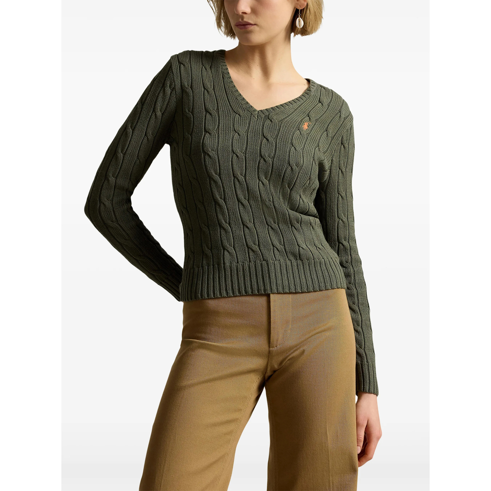 Cable-Knit V-Neck Sweater