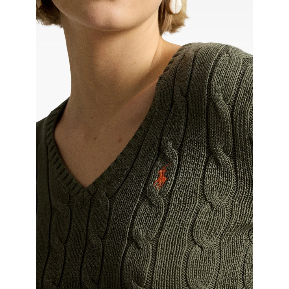 Cable-Knit V-Neck Sweater