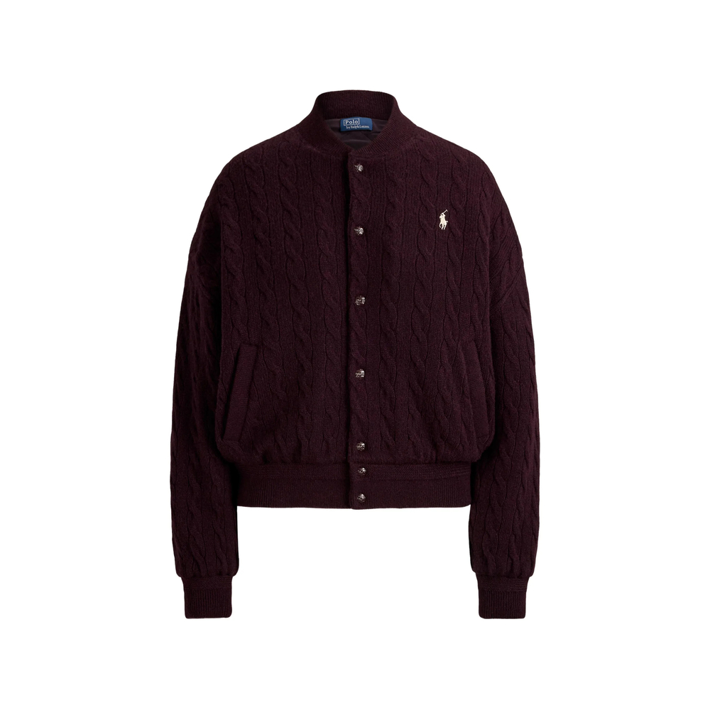 Cable-Knit Wool-Cashmere Snapped Jacket