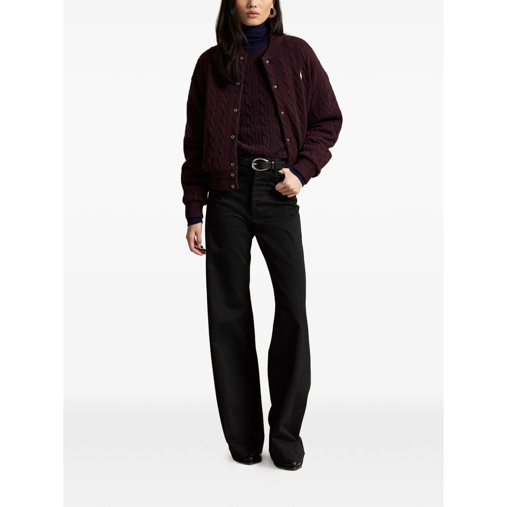 Cable-Knit Wool-Cashmere Snapped Jacket