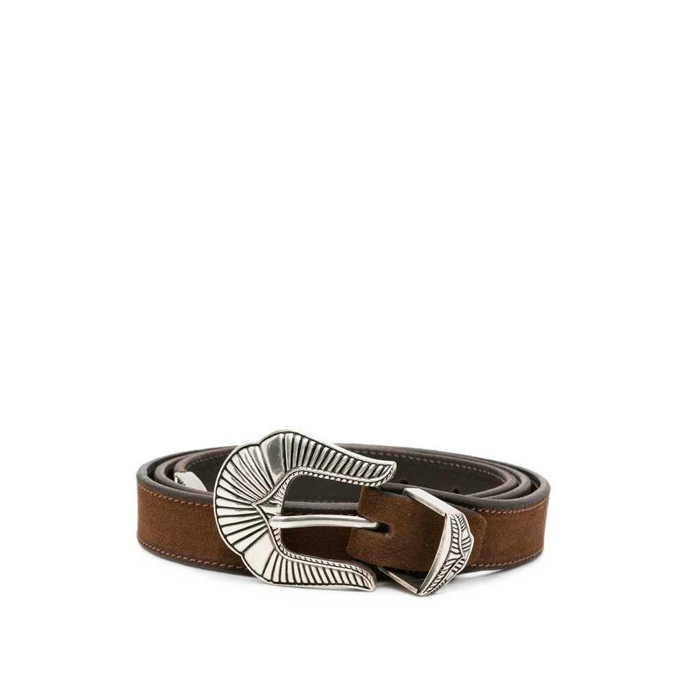 Eraldo Engraved-buckle Suede Belt