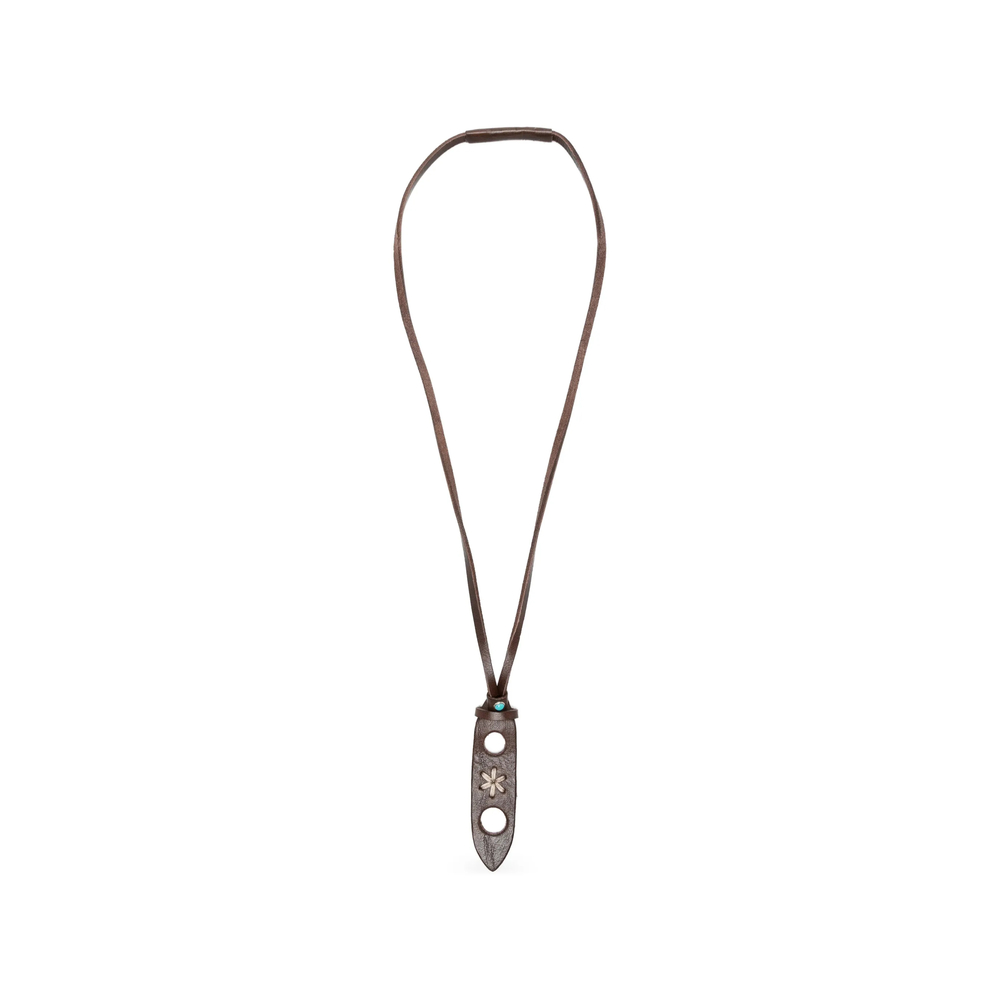 Eraldo Flower-embroidered Leather Glasses Necklace