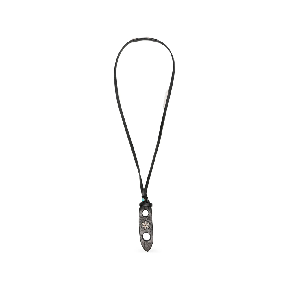Eraldo Flower-embroidered Leather Glasses Necklace