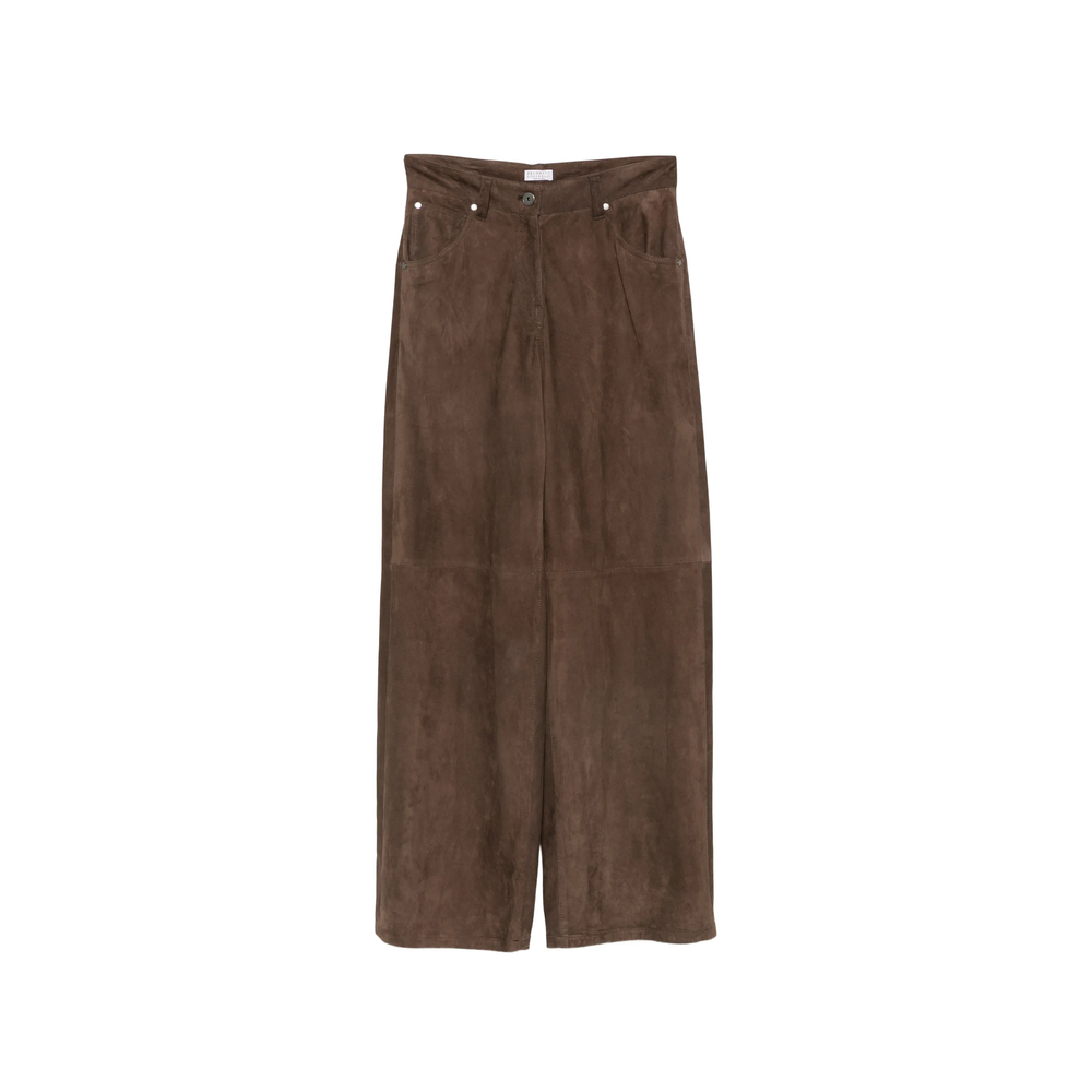 Brunello Cucinelli Suede Wide-leg Trousers