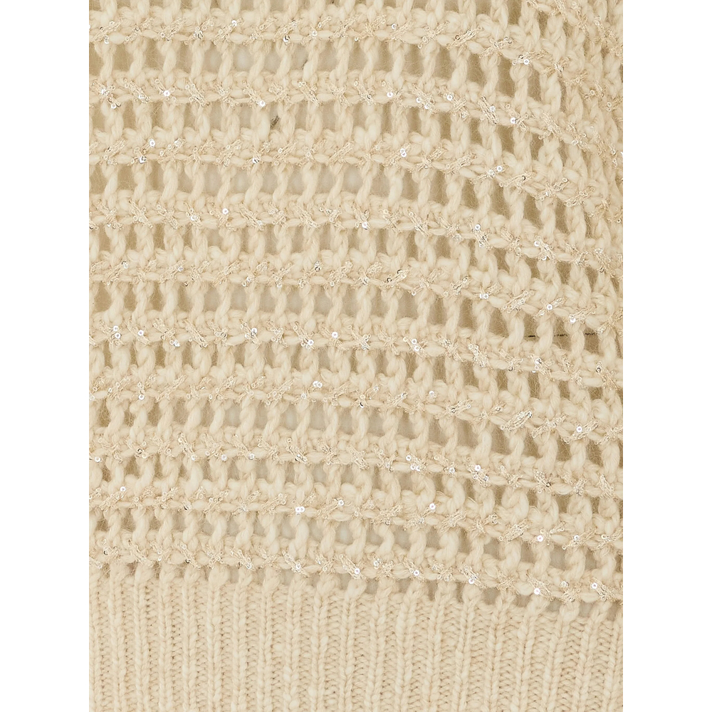 Sequin-Embellished Open-Knit Sweater