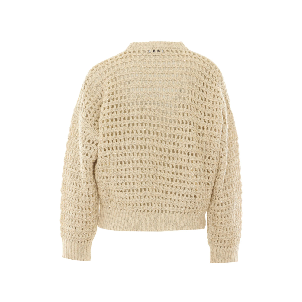 Sequin-Embellished Open-Knit Sweater