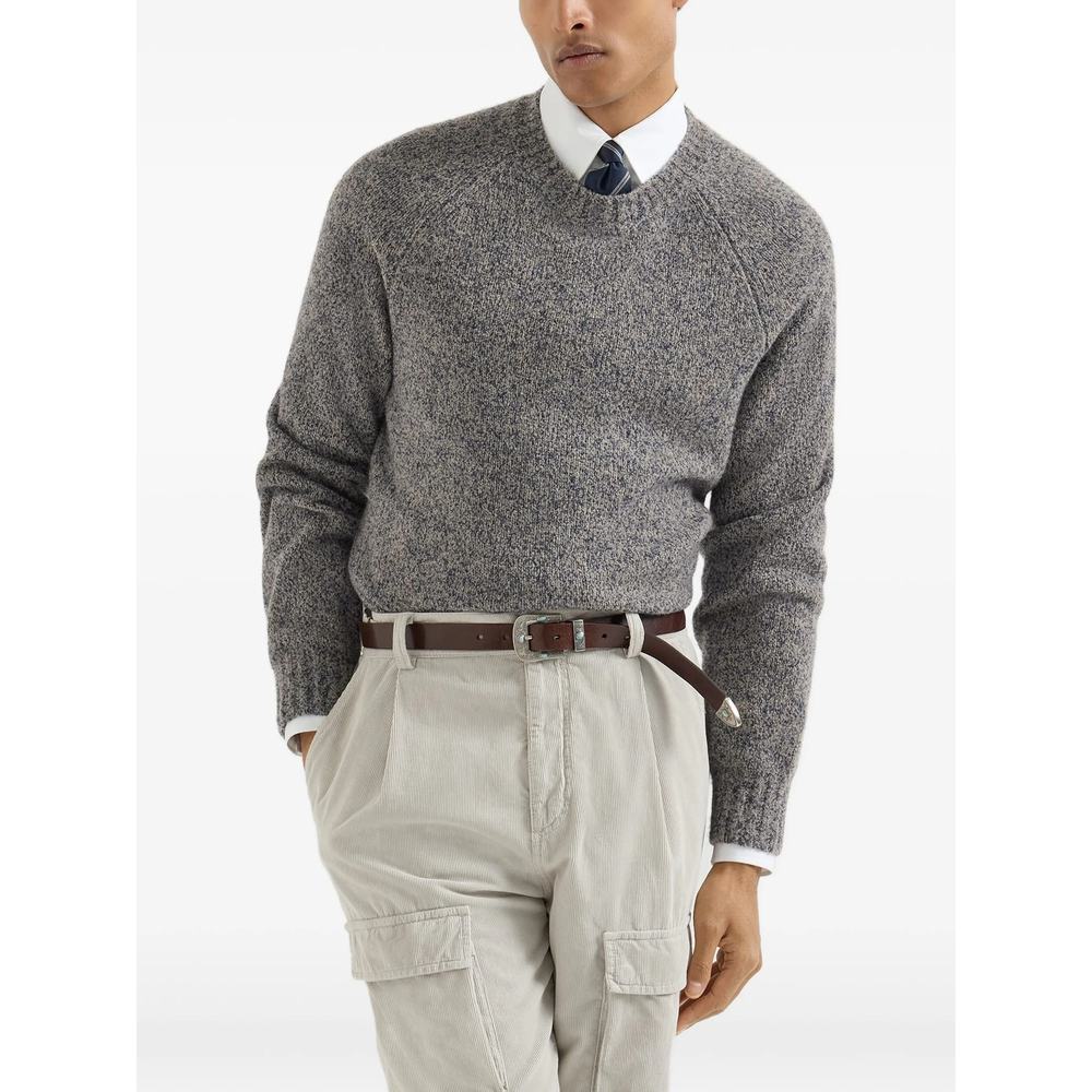 Virgin Wool, Silk And Cashmere Chiné Sweater