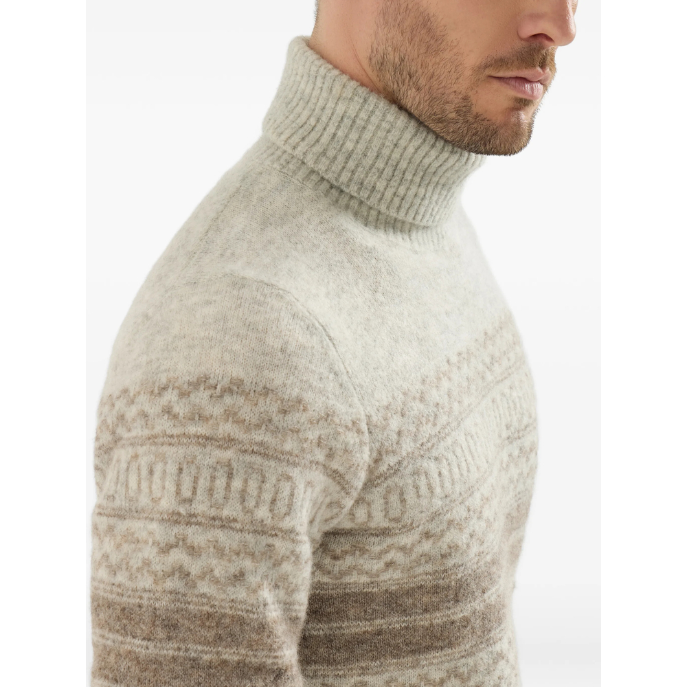 Alpaca Cashmere And Wool Nordic Jacquard Turtleneck Sweater