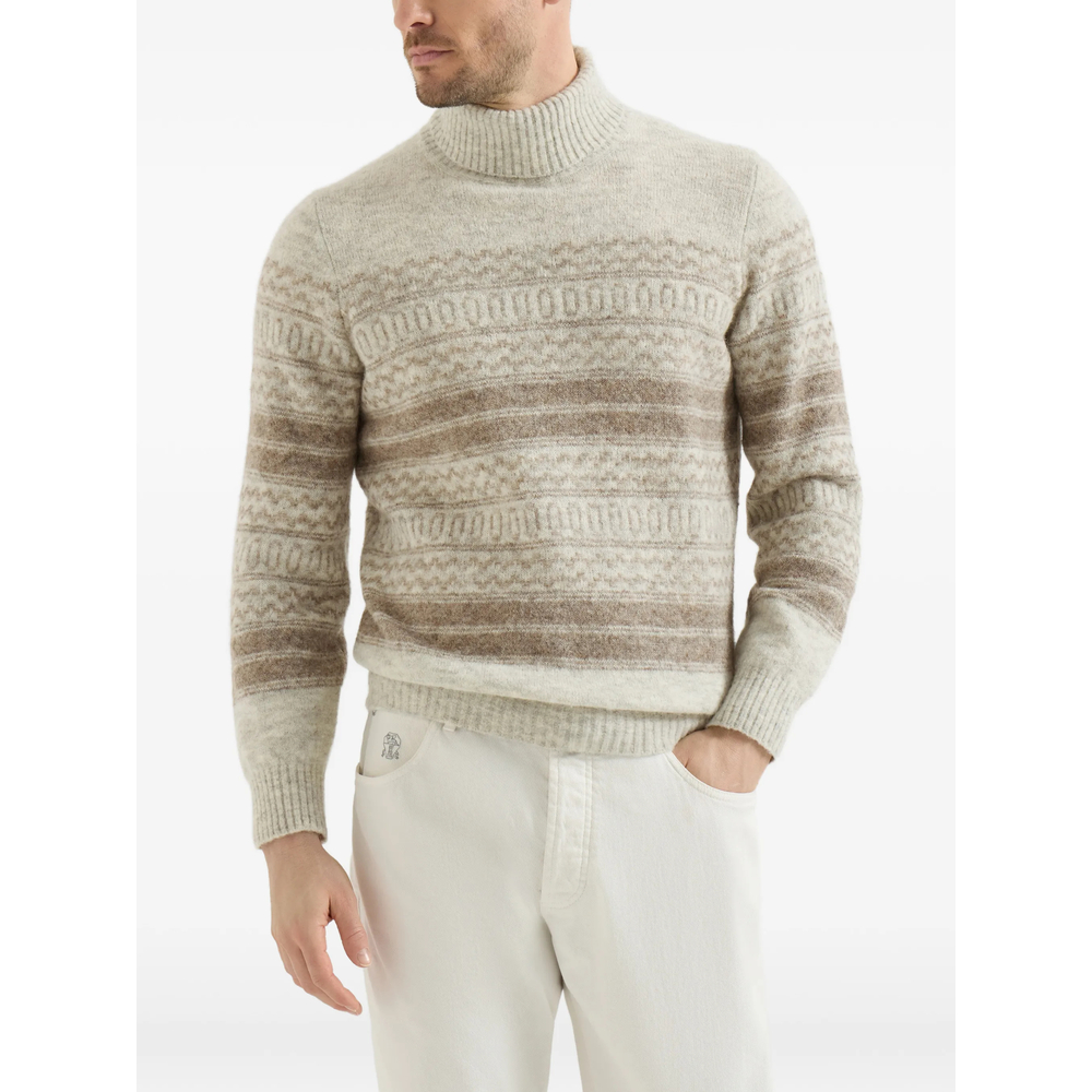 Alpaca Cashmere And Wool Nordic Jacquard Turtleneck Sweater