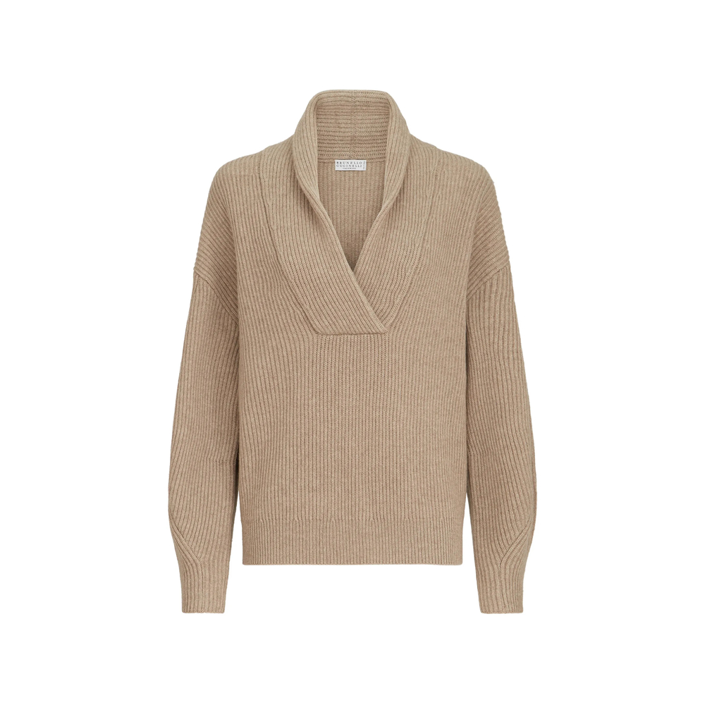 Brunello Cucinelli Cashmere English-rib Sweater With Monili