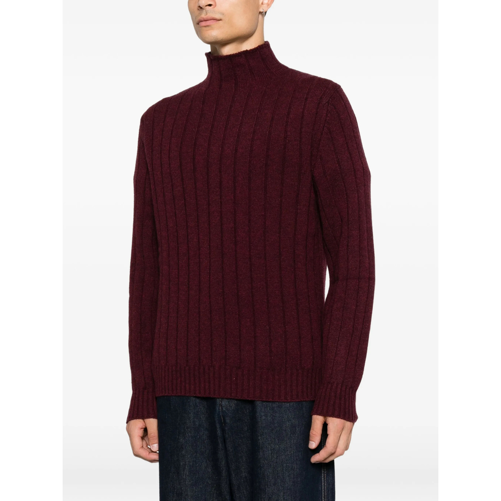 Ribbed-Knit High-Neck Sweater