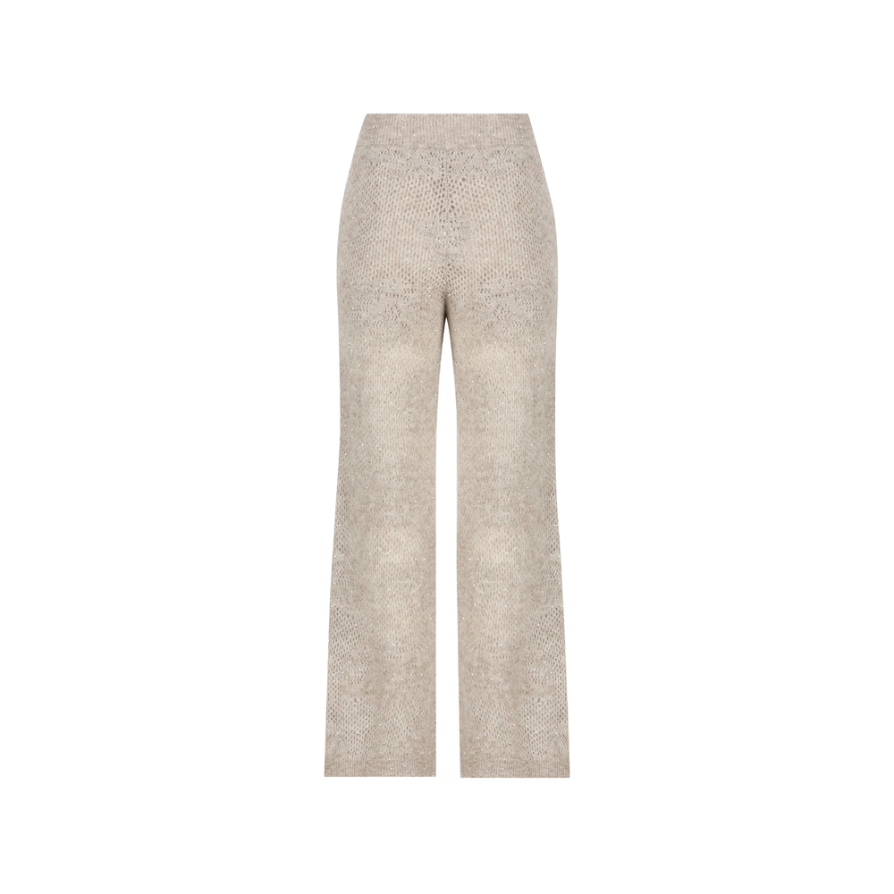 Brunello Cucinelli Lace Flowers Knit Track Pants In Sparkling Mohair And Virgin Wool