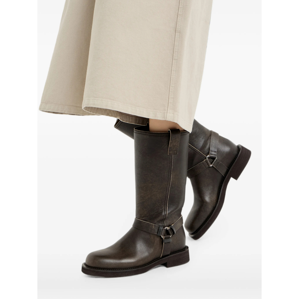 Leather Biker Boots