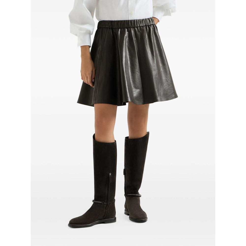 Polished Nappa Leather Mini Circle Skirt
