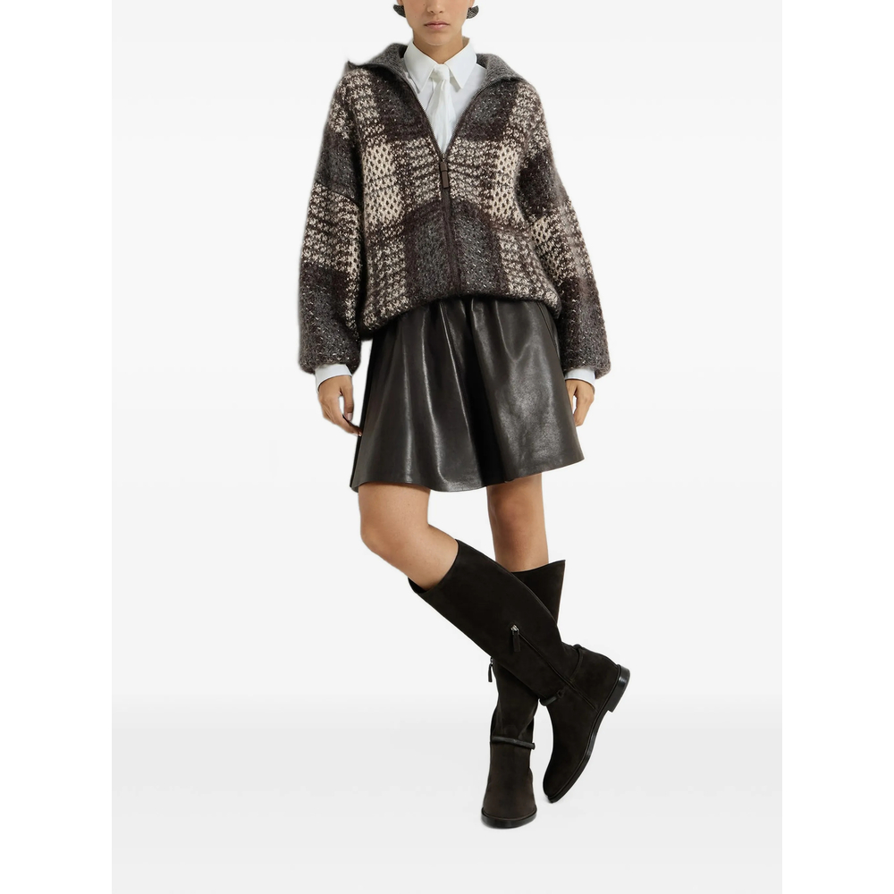 Polished Nappa Leather Mini Circle Skirt