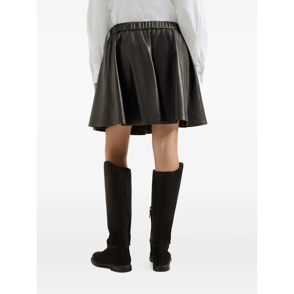 Polished Nappa Leather Mini Circle Skirt
