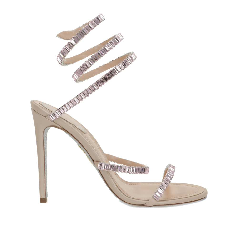Crystal-Embellished Spiral Sandals