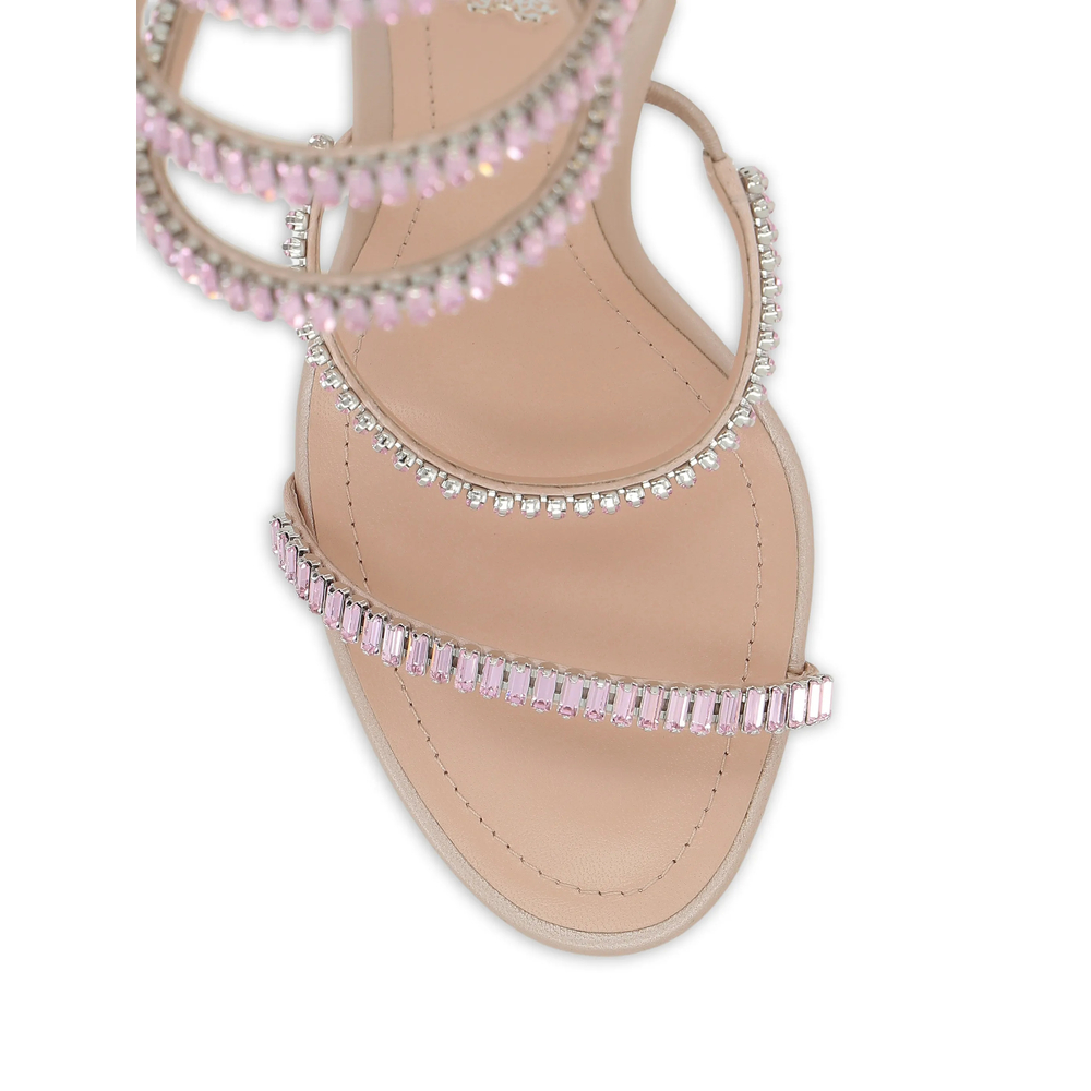 Crystal-Embellished Spiral Sandals