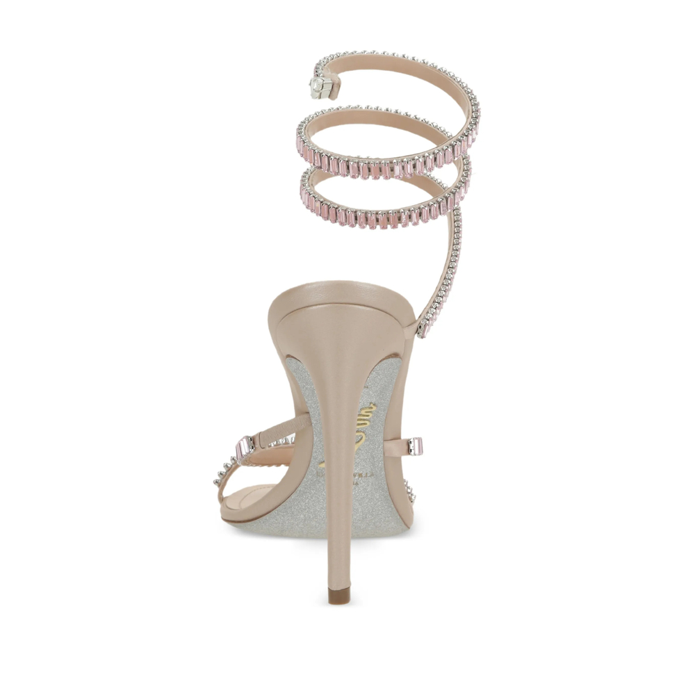 Crystal-Embellished Spiral Sandals
