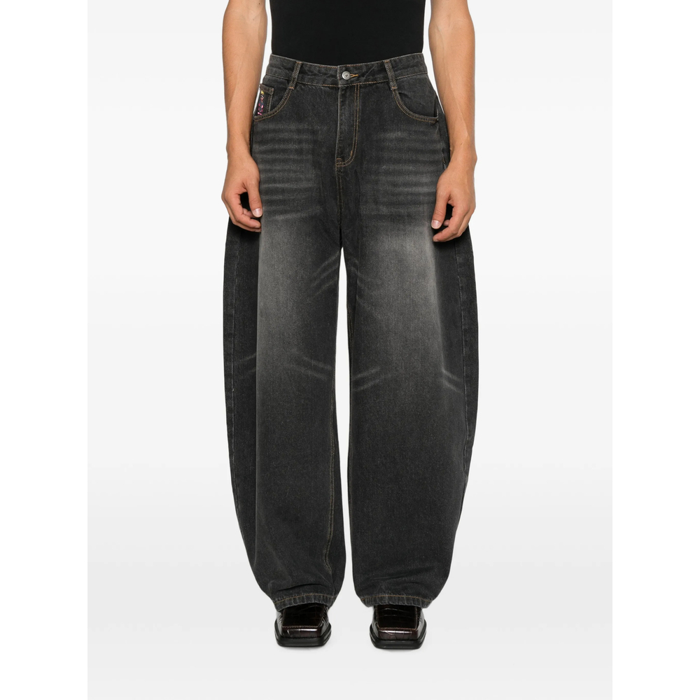 Graphic-Print Wide-Leg Jeans
