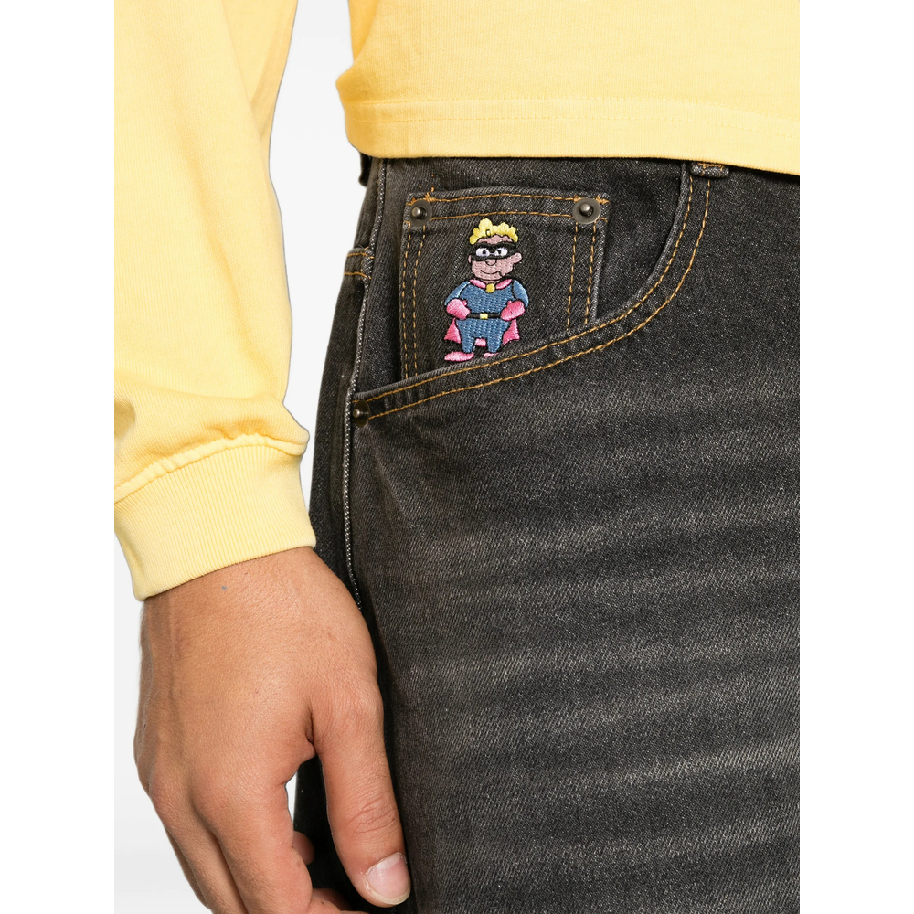 Graphic-Print Wide-Leg Jeans