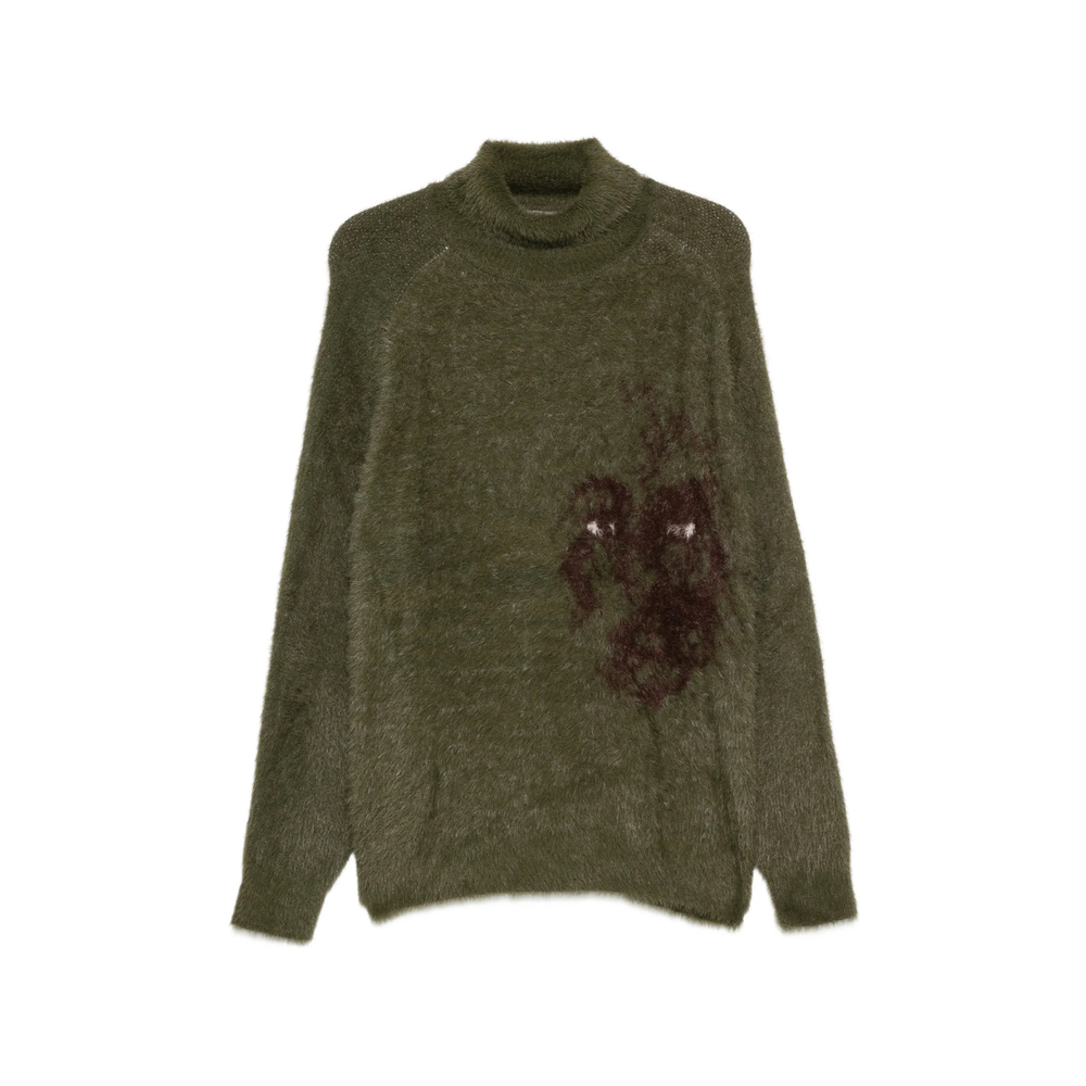 Graphic-Intarsia High-Neck Sweater