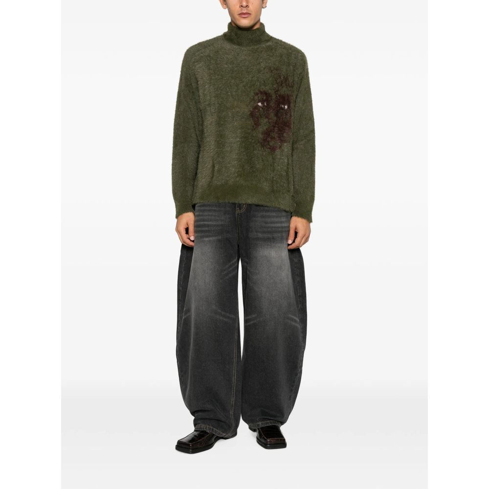 Graphic-Intarsia High-Neck Sweater